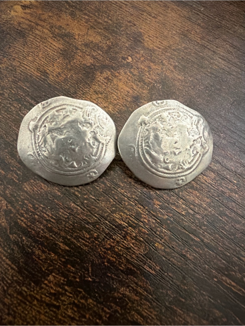 Vintage Silver-Tone Coin Style Clip on Earrings